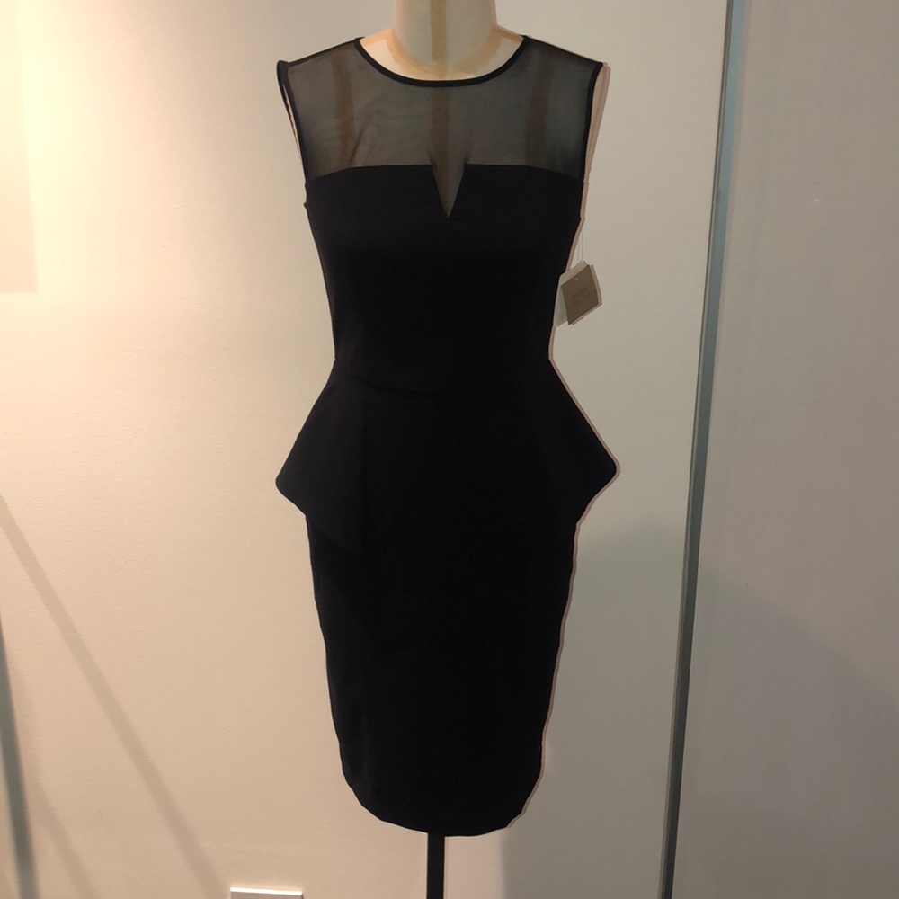 Aidan Blk Dress with Blk Illusion neckline
